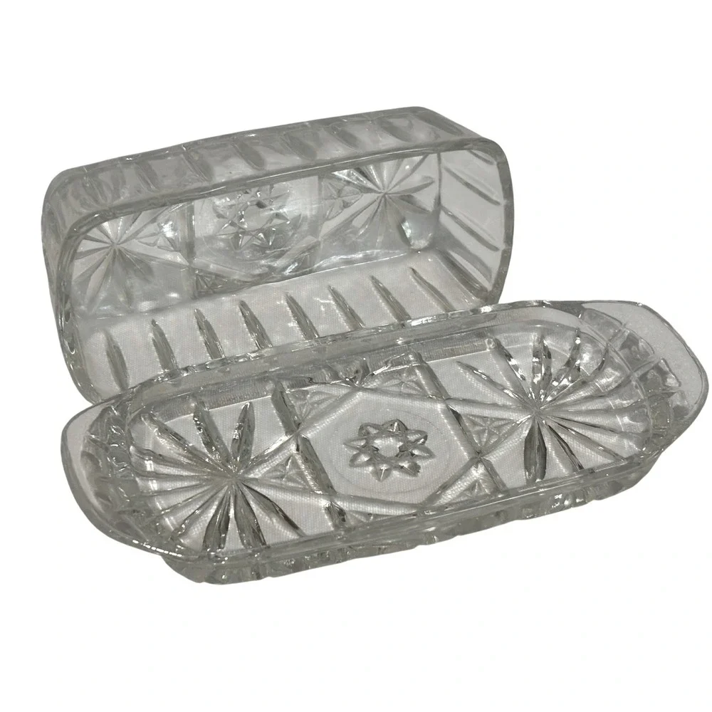 Vintage Anchor Hocking Early American Prescut EAPC Star of David Butter Dish